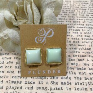 Plunder Mint Green Square Earrings